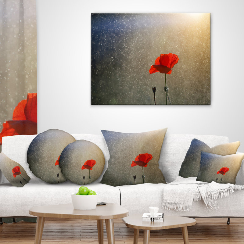Coussin de fleurs flowerswork solitaire chiot, 18 po x 18 po, Coussin décoratif