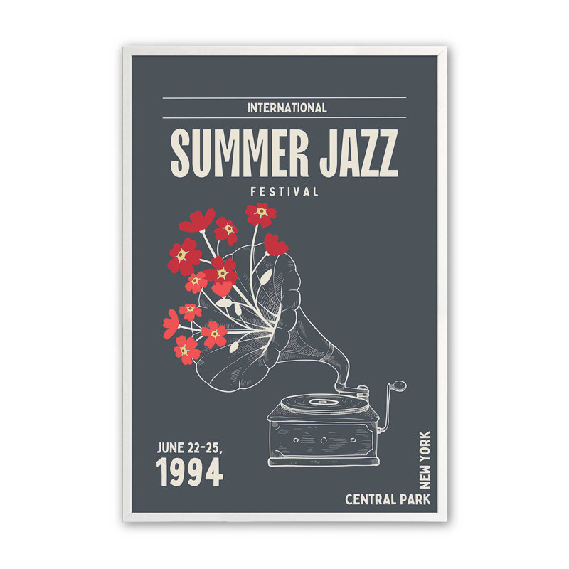 «Summer Gazz Fest», reproduction d'affiche, H 21 po x l 17 po, Blanc opaque