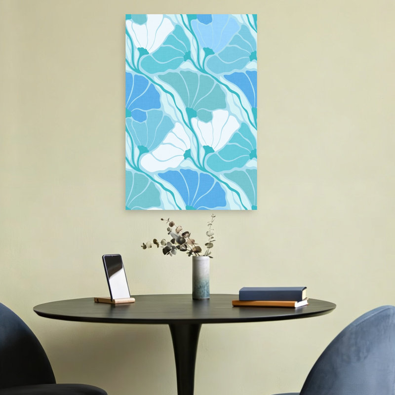 Impression florale sereine à motif floral abstrait moderne, H 24 po x l 16 po