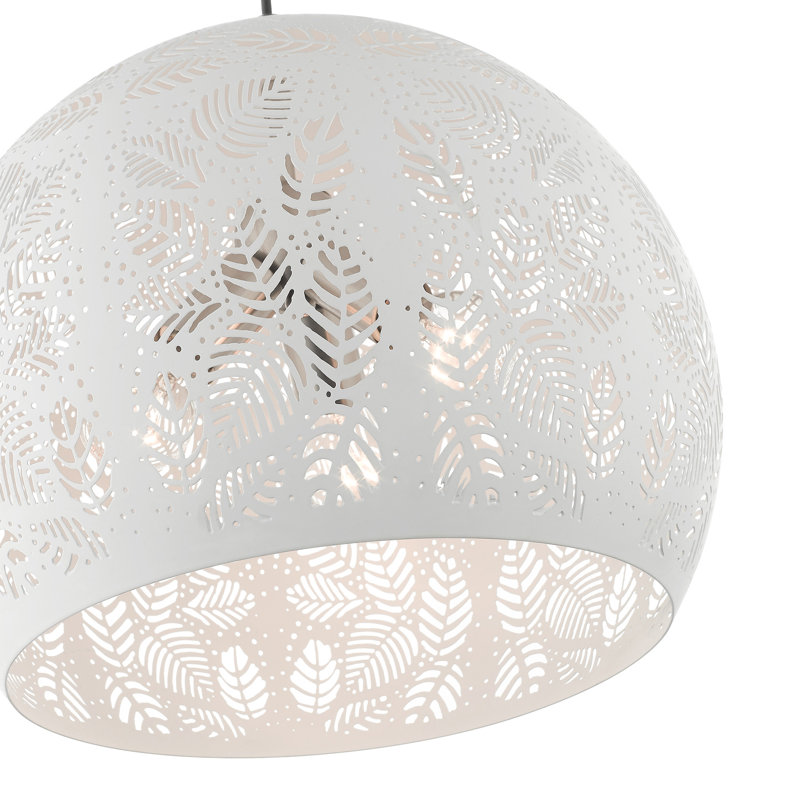 Luminaire suspendu en forme de dôme à 3 lumières Alira, H 110 po x l 15,75 po x P 15,75 po, Blanc