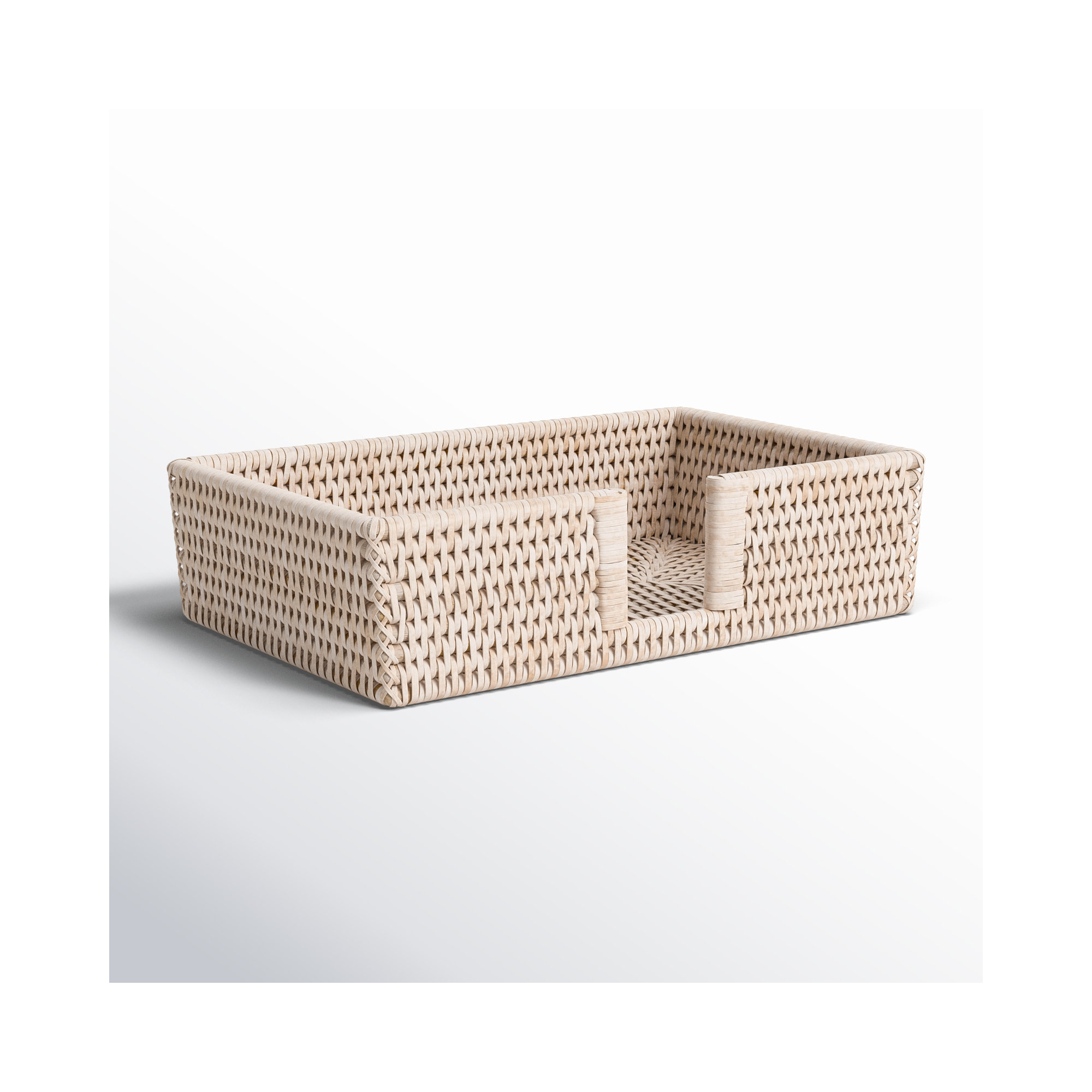 Rattan Guest with Cutout Napkin Holder, White Wash