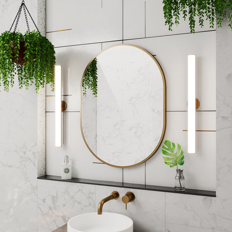 Miroir suspendu Prospero H 32 po x l 24 po, Laiton brossé
