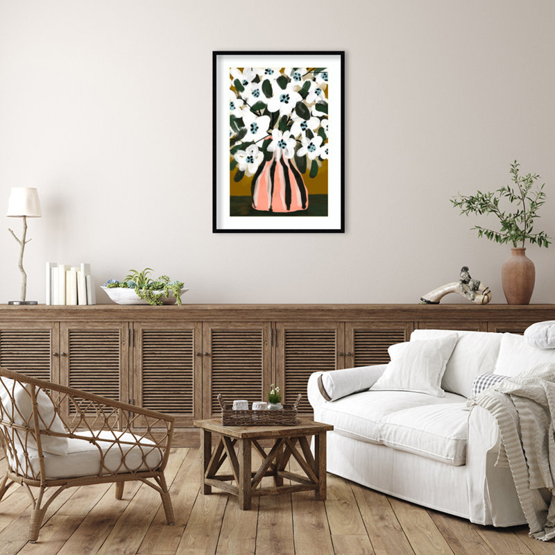 «Galya Pastel Flower Impression No 9» par Treechild, impression sur bois encadrée, Noir, H 41 po x l 30 po