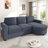 Modern Sectional Sofa 84.6" L-Shaped Sofa Couch With A Curved Chaise Lounge, USB Ports And Side Storage Pockets For Living Room-1474871287