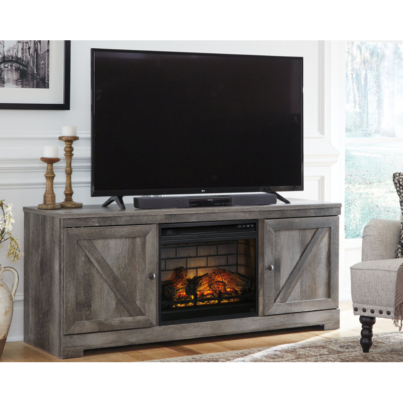 Dazya Unfinished TV Stand for TVs up to 60" with Fireplace Included