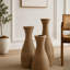 Ensemble de 3 vases de sol élégants en rotin artificiel beige pour salon et entrée
