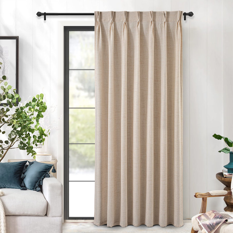 Abigael Pinch Pleat linen Textured Curtains for Living Room Semi Sheer Curtains for Bedroom Single Panel, 50" W x 96" L