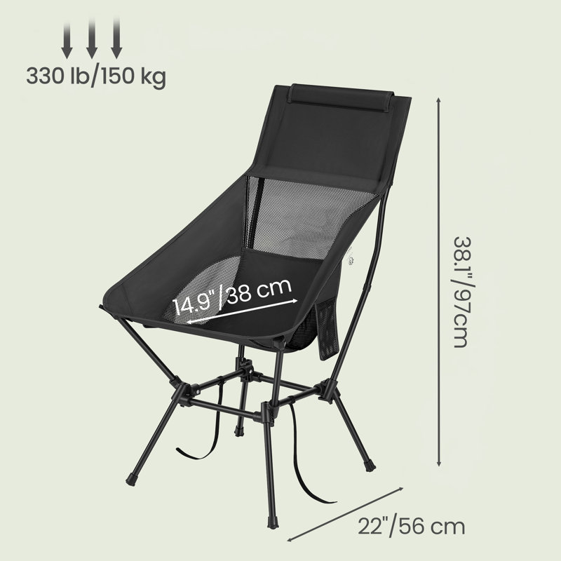 Chaise de plage légère pliante, hauteur réglable, Noir