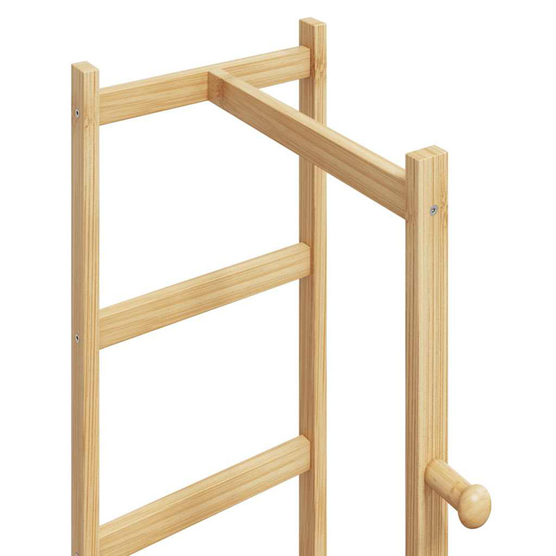 Natural Bamboo Coat Stand with Shelves and Hook, 61.4" Tall