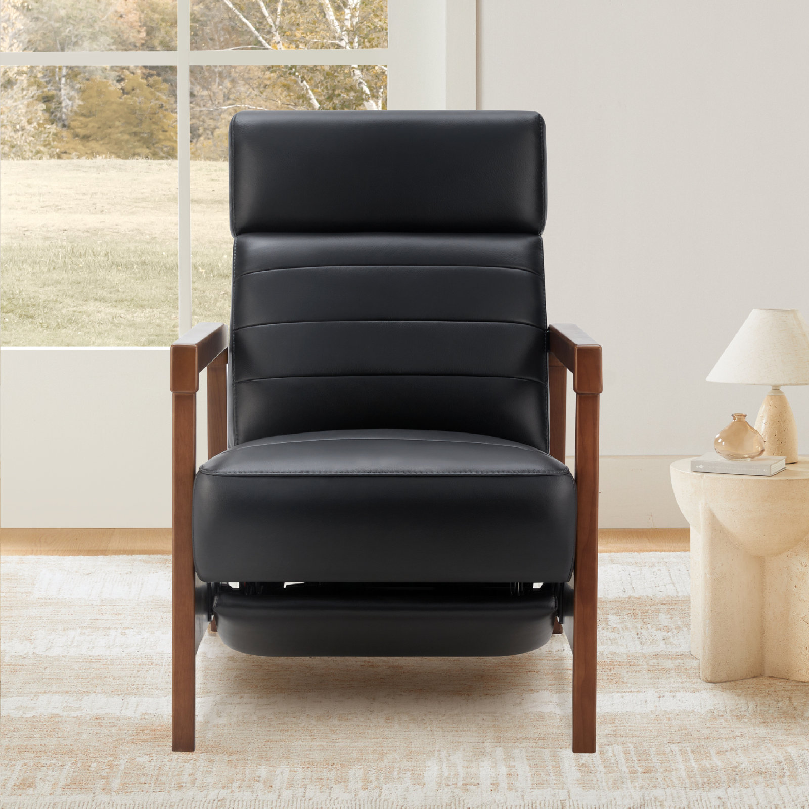 Amada 28" Genuine Leather Power Recliner, Baja Dark Grey Top Grain Leather
