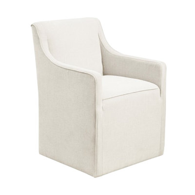 Slipcover Dining Arm Chair With Casters