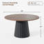 Table de salle à manger 52 "à deux tons ronde en chêne avec piédestal en bois massif Table de salle à manger moderne pour 6 personnes-1246665037