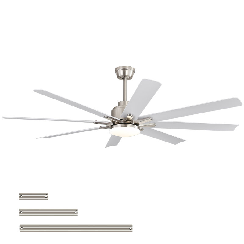 52-Inch Smart Ceiling Fan With Lights, Silver, White