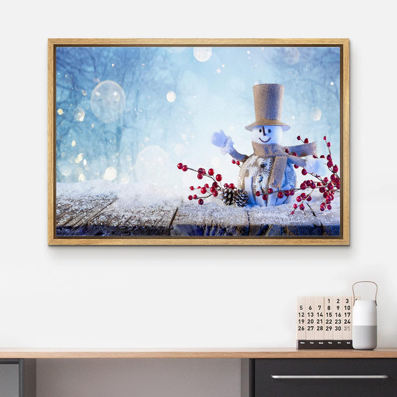 Célébration de Noël, impression, H 16 po x l 24 po, Cadre naturel flottant