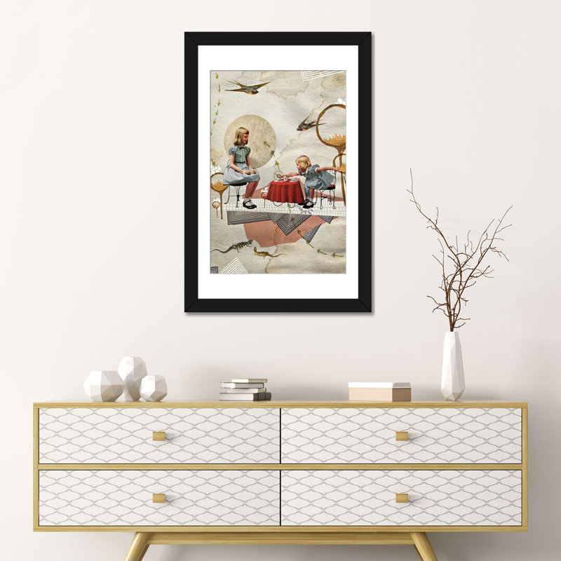 «Tea Time», impression sur toile, Blanc, Papier d'art encadré noir, H 24 po x l 16 po x P 1 po
