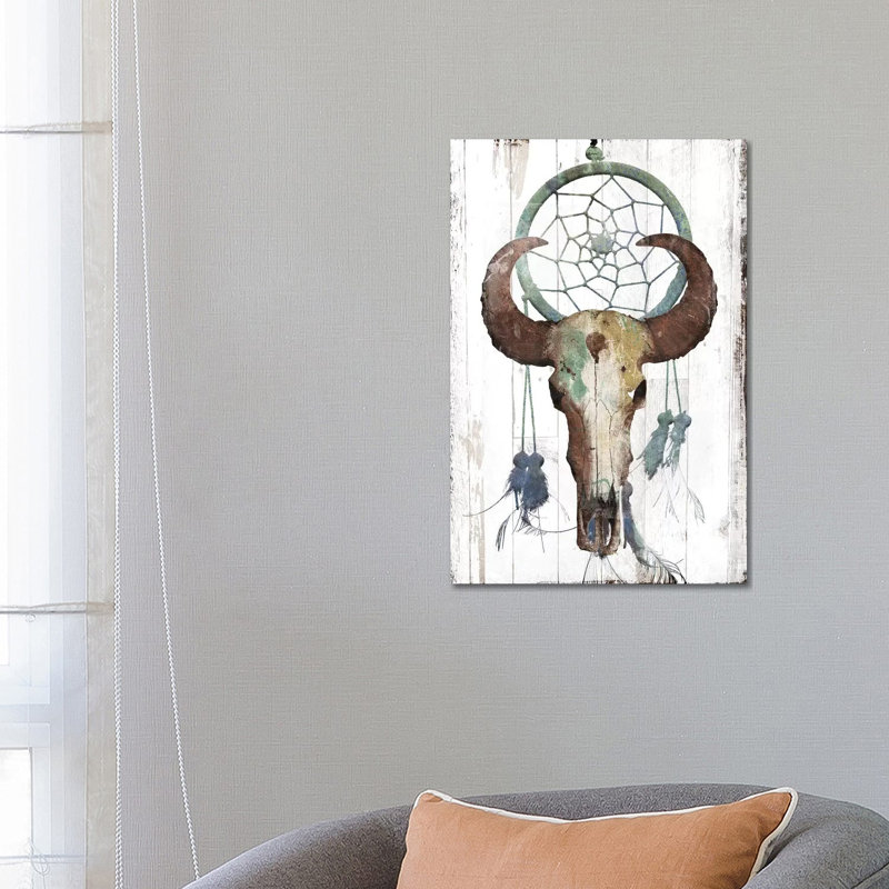 Bull With Dreamcatcher by Jace Grey - Wrapped Canvas Print, 66.04 cm H x 45.72 cm W x 1.91 cm D