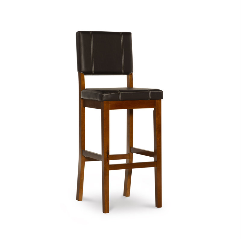 Upholstered Counter Stool with Solid Wood Frame, Bar Stool (30" Seat Height), Dark Brown