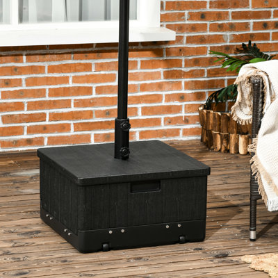 Base de parasol d'extérieur avec 31 fonctions, capacité de charge de 175 lb, noire, avec roulettes et poignées portatives, peut être utilisée comme pot à fleurs pour table basse