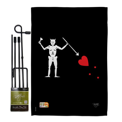 Blackbeard de pirate 2 côtés en polyester 18,5 x 13 po ensemble de drapeau