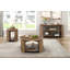Table basse ronde avec tablette ouverte