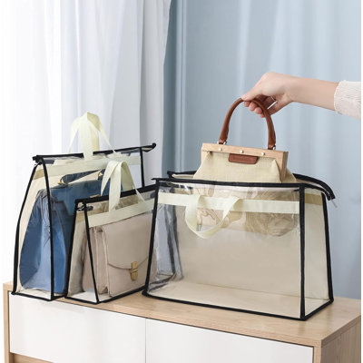 9 Pack Dust Bags For Handbags, Clear Handbag Storage, Purse Storage Organizer For Closet, Purse Cover Hanging Closet Organizer With Zipper