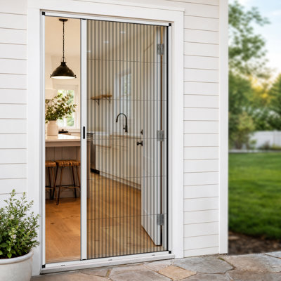 Retractable Screen Door 36" x 80", Heavy-Duty Aluminum Frame, Unique hydrophobic design,Tear-Resistant Mesh, Foldable Design for Front Door, Patio & Balcony, Anti-Pest , White