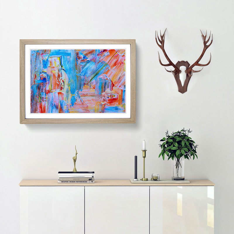 Abstract Art Painting Vol.132 by S.Johnson - Picture Frame Painting Print, Oak Framed, 62cm H x 87cm W x 2cm D
