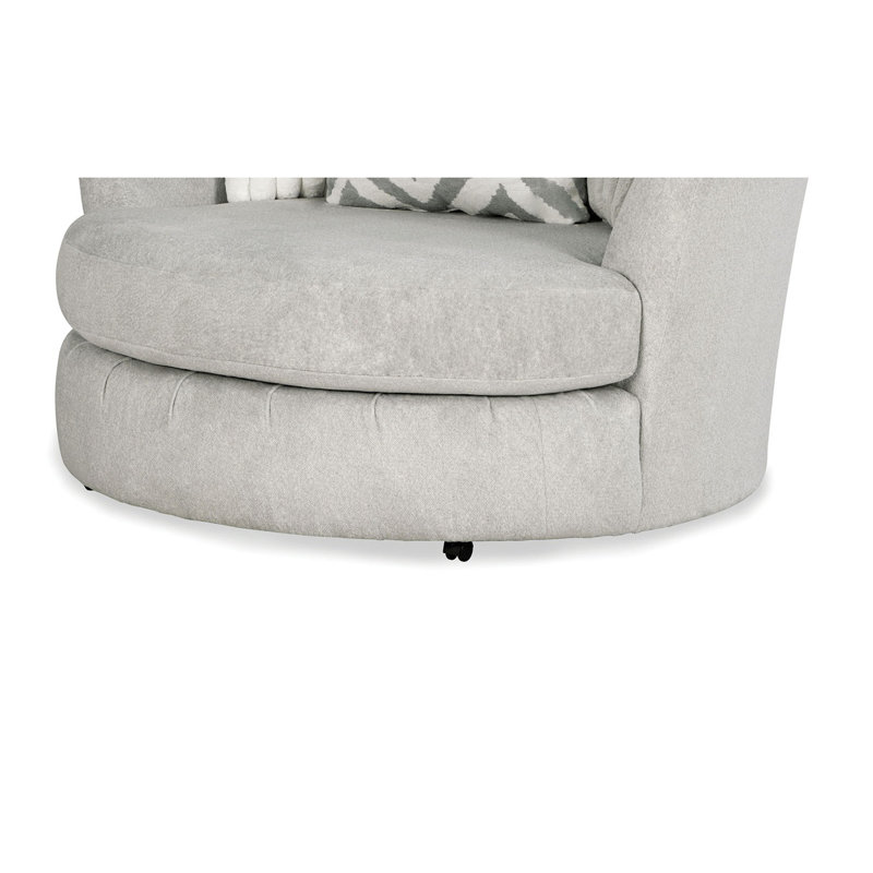 Fauteuil demi-tonneau pivotant yahah, Chenille gris pâle