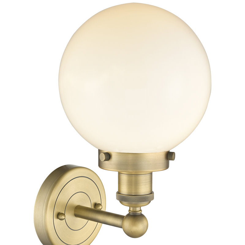 Chalkhill Armed Sconce, Matte White, Brushed Brass