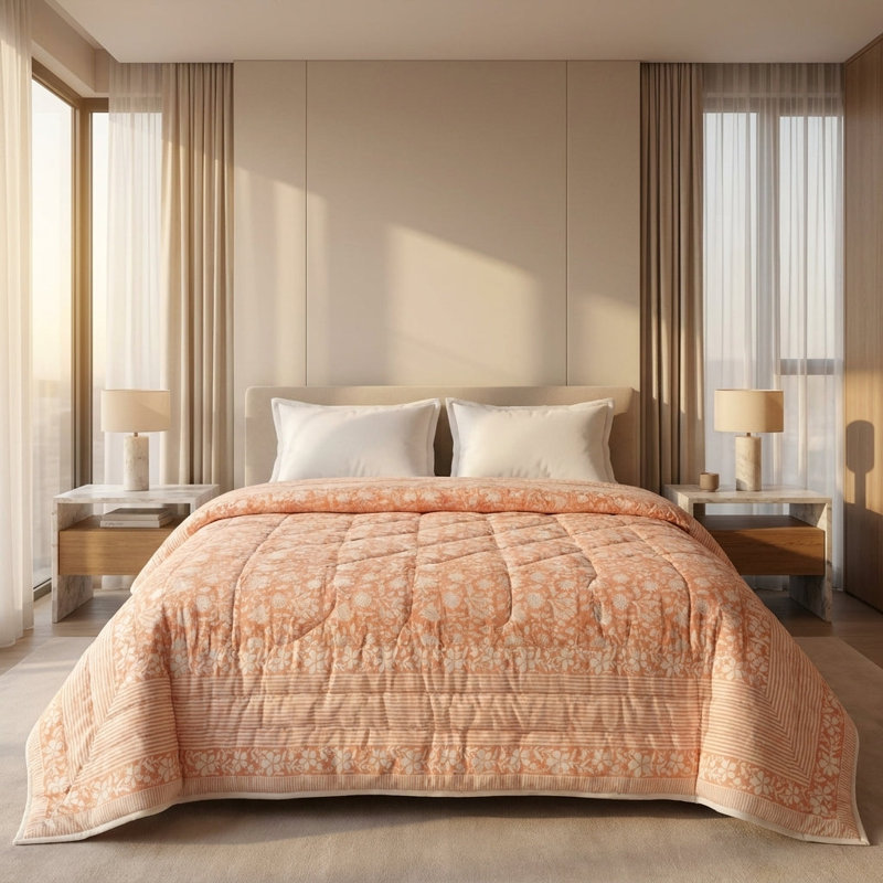 Comforter, Peach Cream Floral, King