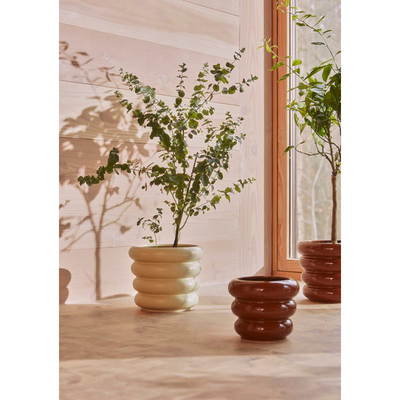Awa Planter, 6.5" H x 10.12" W x 10.12" D, Shiny Caramel