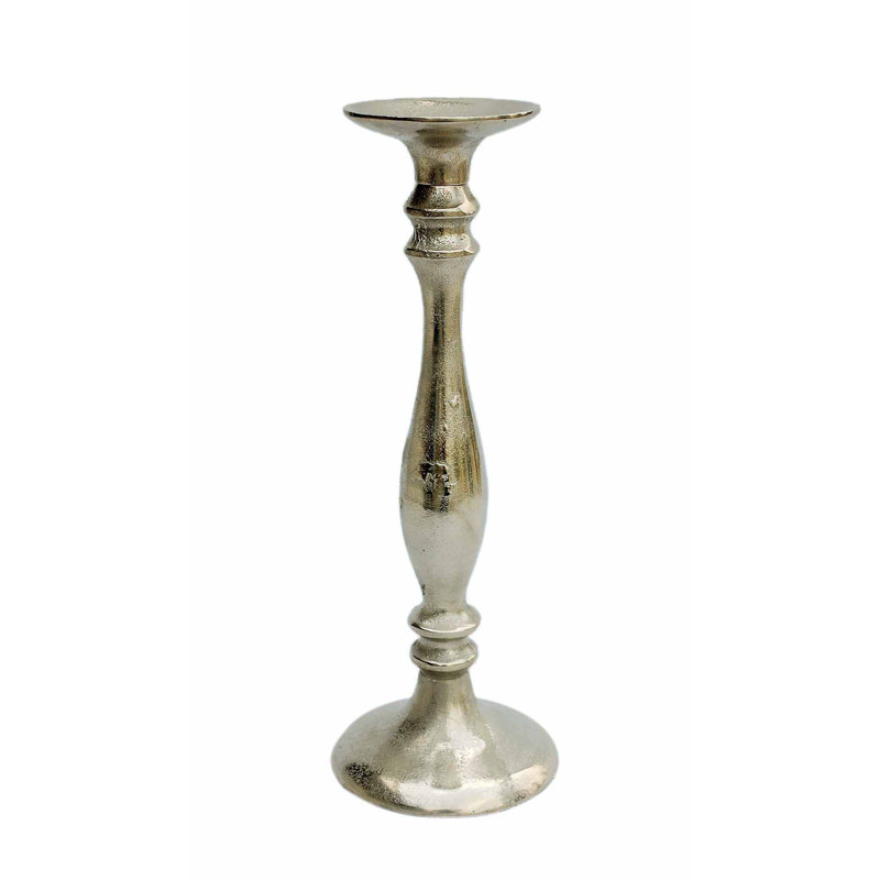 Bougeoir de table en métal 13 po, Argent, H 15 po x l 5 po x P 5 po