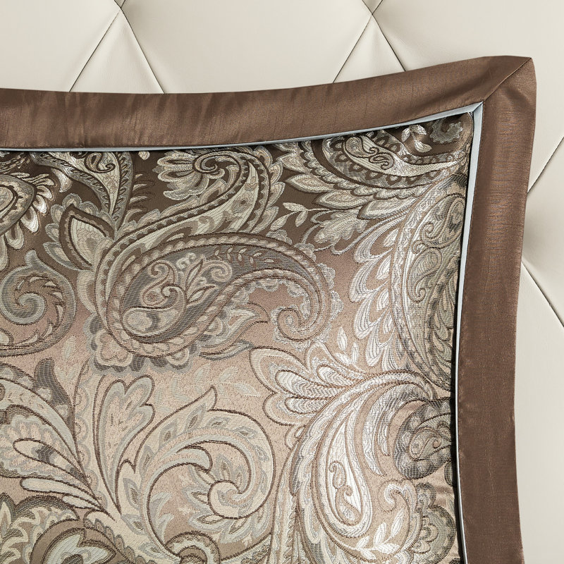 Très grand lit 12 pièces - bleu / brun avec draps en coton 200Tc et motif d'édredon à motif cachemire moderne, Bleu