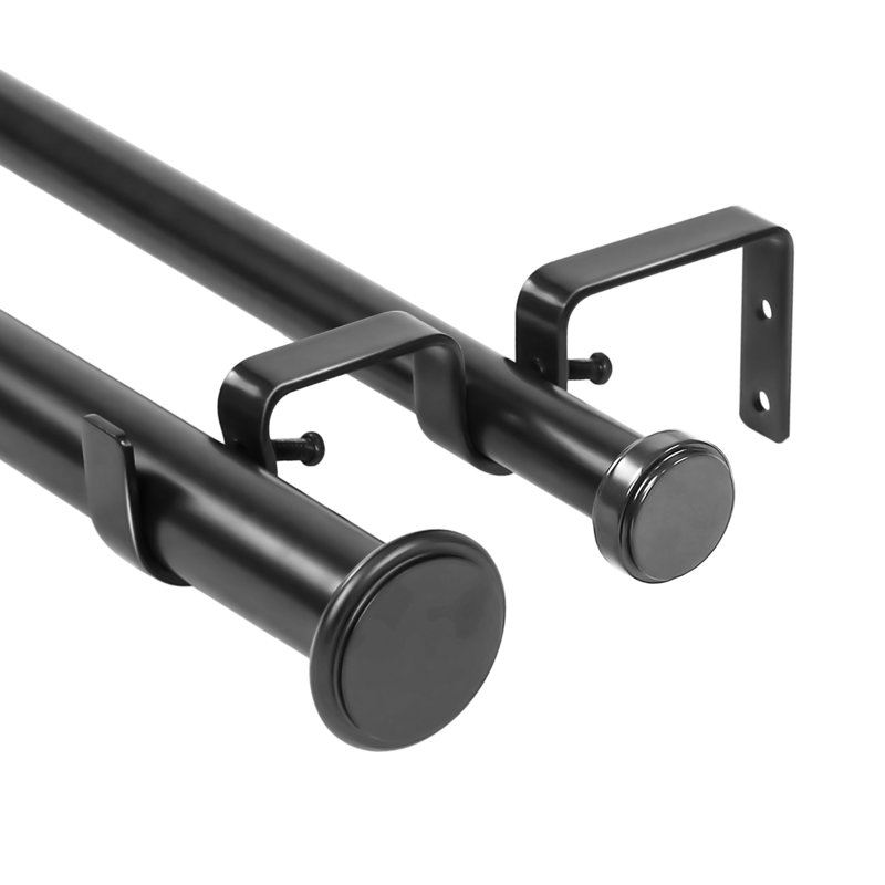Tringle à rideaux double Coulombe, H 1 po x l 48 po x P 1 po, Noir
