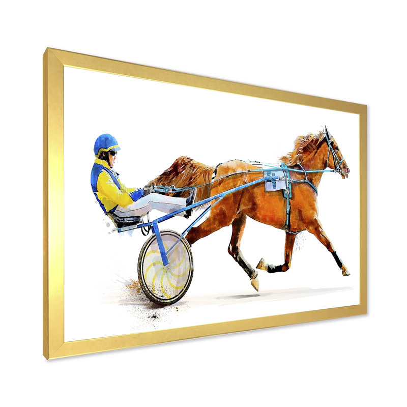 «Horse Race concurrence Derby Trotter II», reproduction d'art sur toile, H 24 po x l 36 po x P 1 po, Toile encadrée dorée