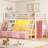 Low Loft Bed with Built-in Cushioned Seat & LED Reading Corner & 7 Storage Drawers & Bookshelves Metal Under-bed Play House Captain Bed with Curtain-1588940978-1583209766