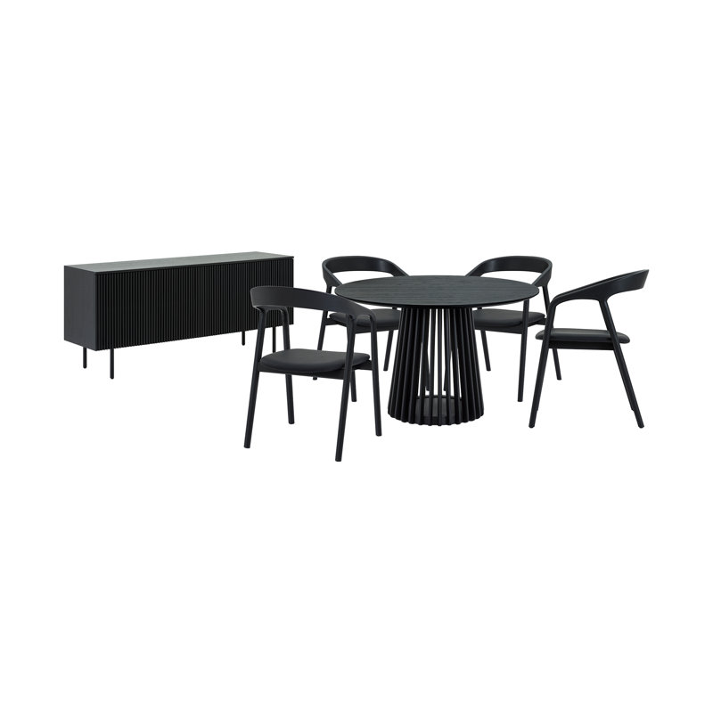 Ensemble repas rond 47 po Buffolino, Noir