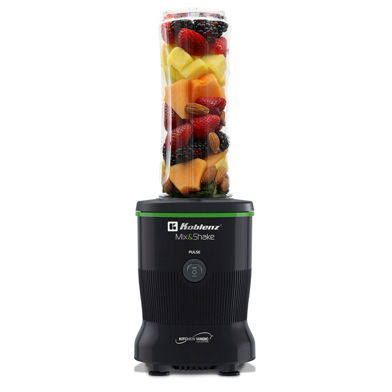 Mix&Shake Personal Blender 20oz, stainless steel blades, pulse function, and 600 watt motor (Black model), Black