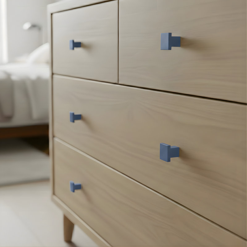 Bouton d'armoire carré ROUS Hardware Art Deco, aluminium massif, finition mate, polo (bleu marine) 1 point