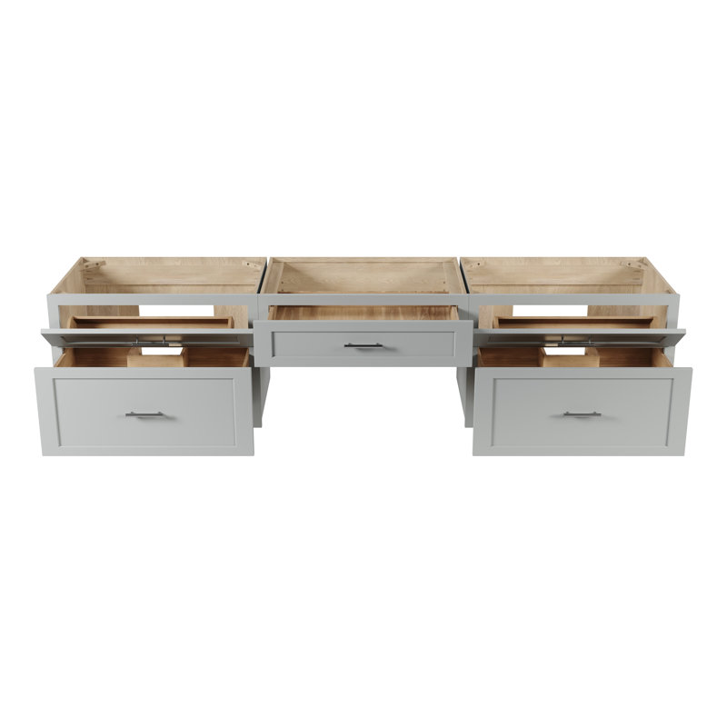 Ensemble de meuble-lavabo mural flottant double 90 po avec bureau Disar, Gris