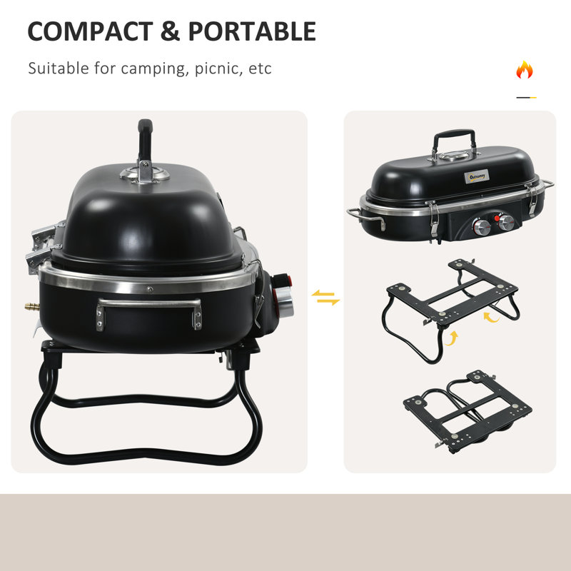 Outsunny 2 - Burner Portable Natural Gas Gas Grill