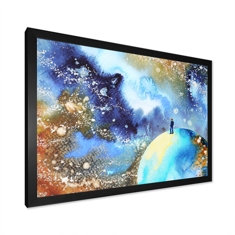 Humain avec une puissante planète énergie III - reproduction sur toile, Cadre d'angle fermé noir, H 8 po x l 12 po x P 1 po