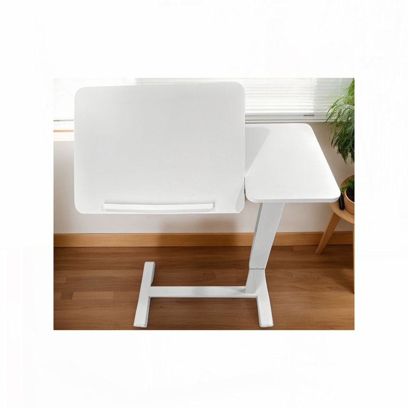 Table de chevet mobile sur roulettes, table de chevet mobile sur roulettes, hauteur réglable, Blanc / blanc