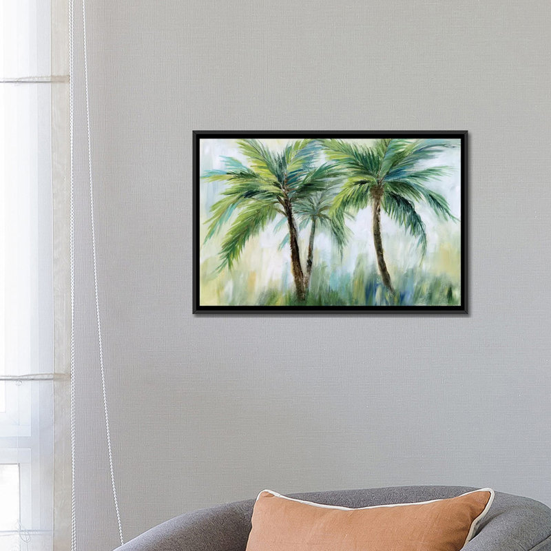«Palm Sensation», reproduction sur toile, H 18 po x l 26 po x P 1,5 po, Toile encadrée noire, Pas de tapis
