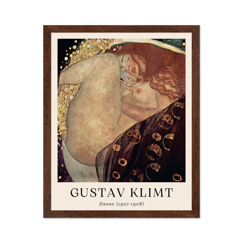 Gustav Klimt - Danae, Affiche, H 18 po x l 24 po, Encadrement brun