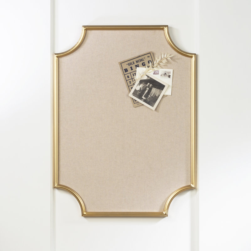 Fabric and Cork Bulletin Board with Iron Frame