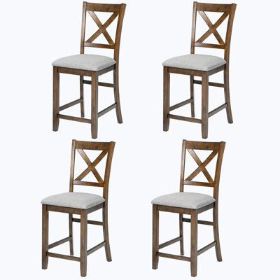 Chaise de salle à manger à hauteur de comptoir en bois massif de 4 po en noyer, conception ergonomique, siège confortable, chaises de chambre à coucher en forme de X pour un usage domestique