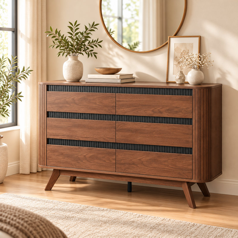 Ensemble de chambre à coucher 2 pièces comprenant un lit plateforme de rangement pleine grandeur et une commode à 6 tiroirs, une tête de lit à DEL, une station de recharge et des tiroirs sous le lit.