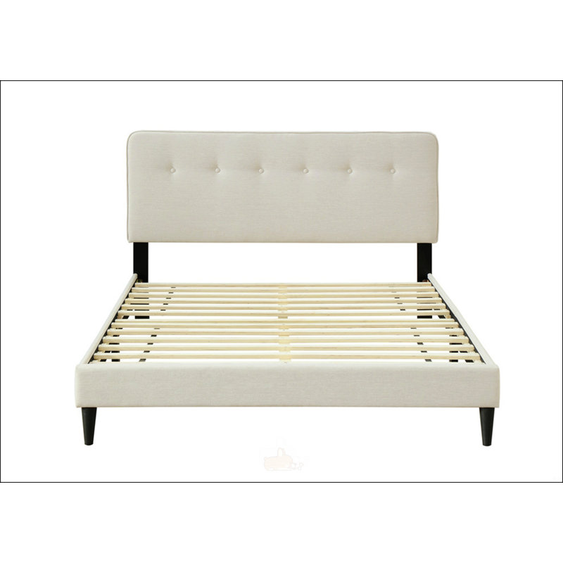 Grand lit tapissier, Blanc cassé, Grand lit