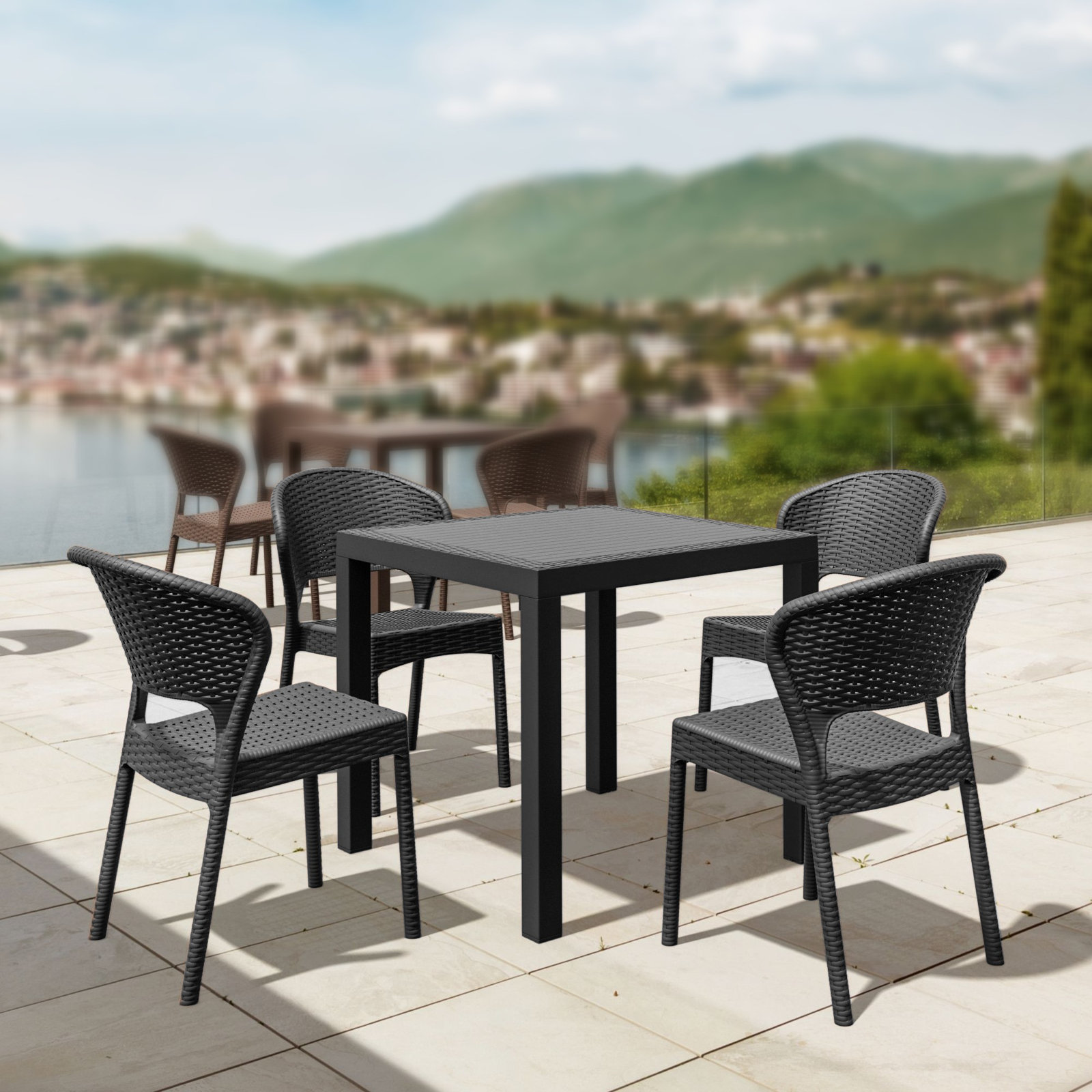 Helden 32" Patio Dining Set, Dark Gray